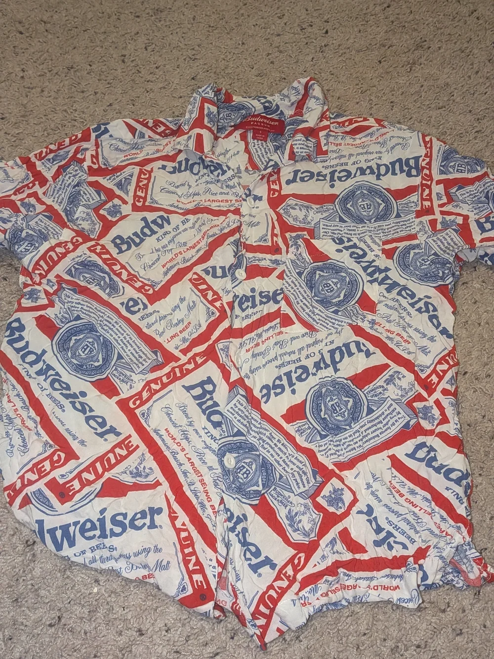 PacSun Budweiser Logo Button-Down Shirt Rare Women's Small S Great Condition